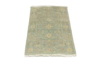 Muted Teal Floral 2X3 Transitional Oriental Rug