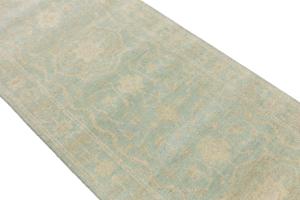Muted Aqua Blue Floral Transitional 3X8 Oriental Runner Rug
