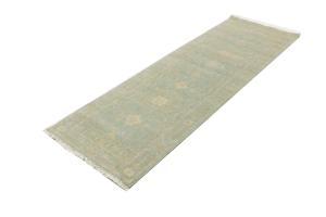 Muted Aqua Blue Floral Transitional 3X8 Oriental Runner Rug