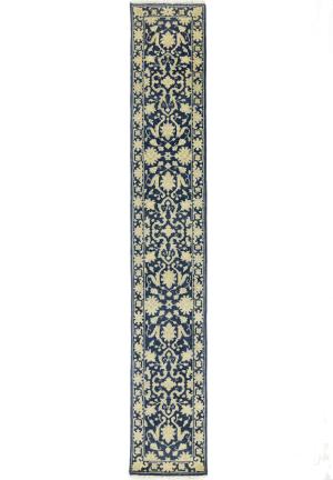 Muted Blue Floral Transitional 2X12 Oriental Runner Rug