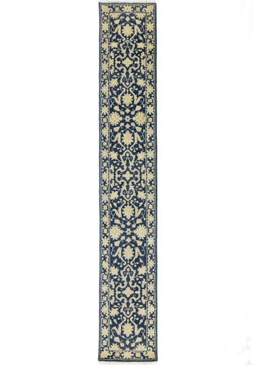 Muted Blue Floral Transitional 2X12 Oriental Runner Rug