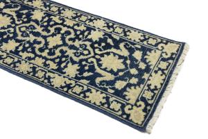Muted Blue Floral Transitional 2X12 Oriental Runner Rug