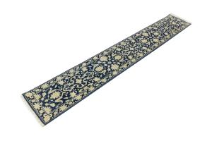 Muted Blue Floral Transitional 2X12 Oriental Runner Rug