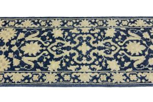 Muted Blue Floral Transitional 2X12 Oriental Runner Rug
