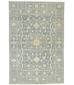 Muted Gray Floral 4x6Transitional Oriental Area Rug