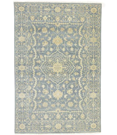 Muted Gray Floral 4x6Transitional Oriental Area Rug