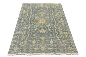 Muted Gray Floral 4x6Transitional Oriental Area Rug