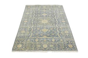 Muted Gray Floral 4x6Transitional Oriental Area Rug