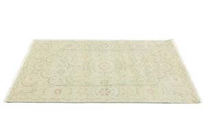 Muted Light Green Floral 4x6 Transitional Oriental Round Rug