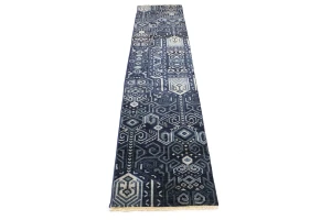 Dark Navy & Gray 2X10 Contemporary Runner Rug