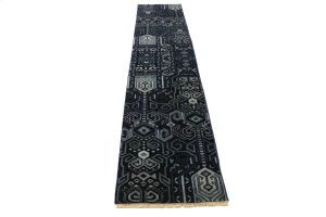 Dark Navy & Gray 2X10 Contemporary Runner Rug