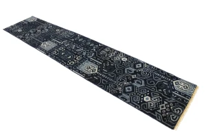Dark Navy & Gray 2X10 Contemporary Runner Rug