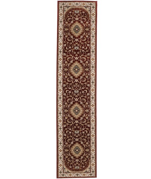 Red Floral Oriental Style 3X12 Machine-Made Runner Rug