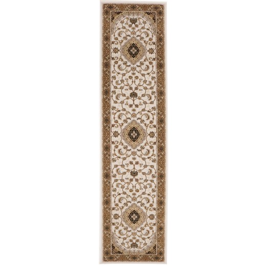 Ivory Floral Oriental Style 3X11 Machine-Made Runner Rug