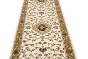 Ivory Floral Oriental Style 3X11 Machine-Made Runner Rug