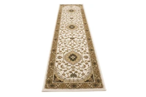 Ivory Floral Oriental Style 3X11 Machine-Made Runner Rug