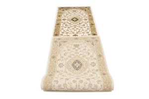 Ivory Floral Oriental Style 3X11 Machine-Made Runner Rug