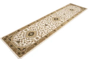 Ivory Floral Oriental Style 3X11 Machine-Made Runner Rug