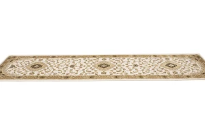 Ivory Floral Oriental Style 3X11 Machine-Made Runner Rug