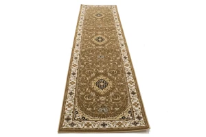 Brown Floral Oriental Style 3X11 Machine-Made Runner Rug