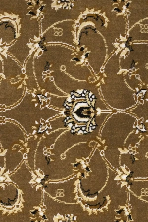 Brown Floral Oriental Style 3X11 Machine-Made Runner Rug