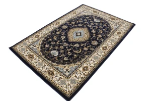 Navy Floral Oriental Style 4X6 Machine-Made Rug