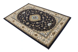 Navy Floral Oriental Style 4X6 Machine-Made Rug