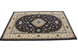 Navy Floral Oriental Style 4X6 Machine-Made Rug