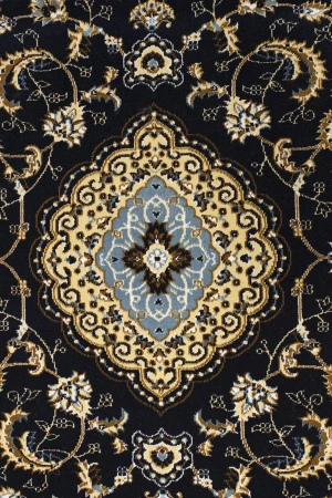 Navy Floral Oriental Style 4X6 Machine-Made Rug