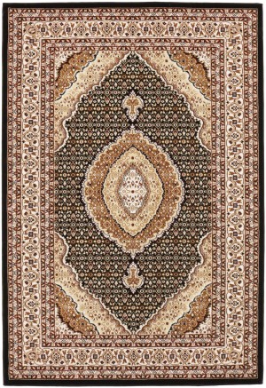 Black Floral Oriental Style 4X6 Machine-Made Rug