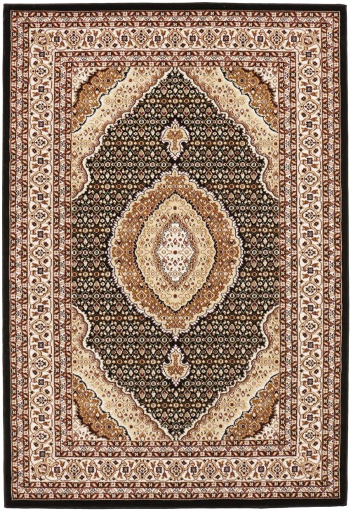 Black Floral Oriental Style 4X6 Machine-Made Rug