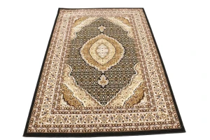 Black Floral Oriental Style 4X6 Machine-Made Rug