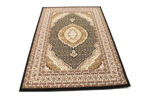 Black Floral Oriental Style 4X6 Machine-Made Rug