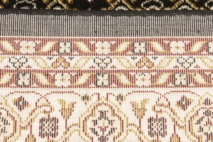 Black Floral Oriental Style 4X6 Machine-Made Rug
