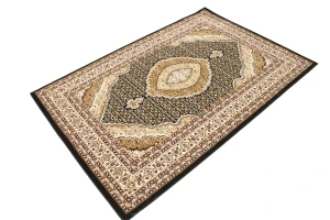 Black Floral Oriental Style 4X6 Machine-Made Rug