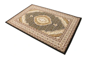 Black Floral Oriental Style 4X6 Machine-Made Rug