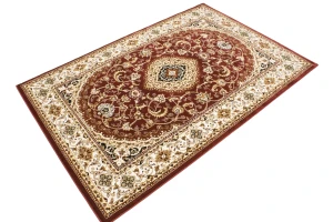 Red Floral Oriental Style 4X6 Machine-Made Rug