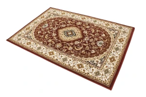 Red Floral Oriental Style 4X6 Machine-Made Rug