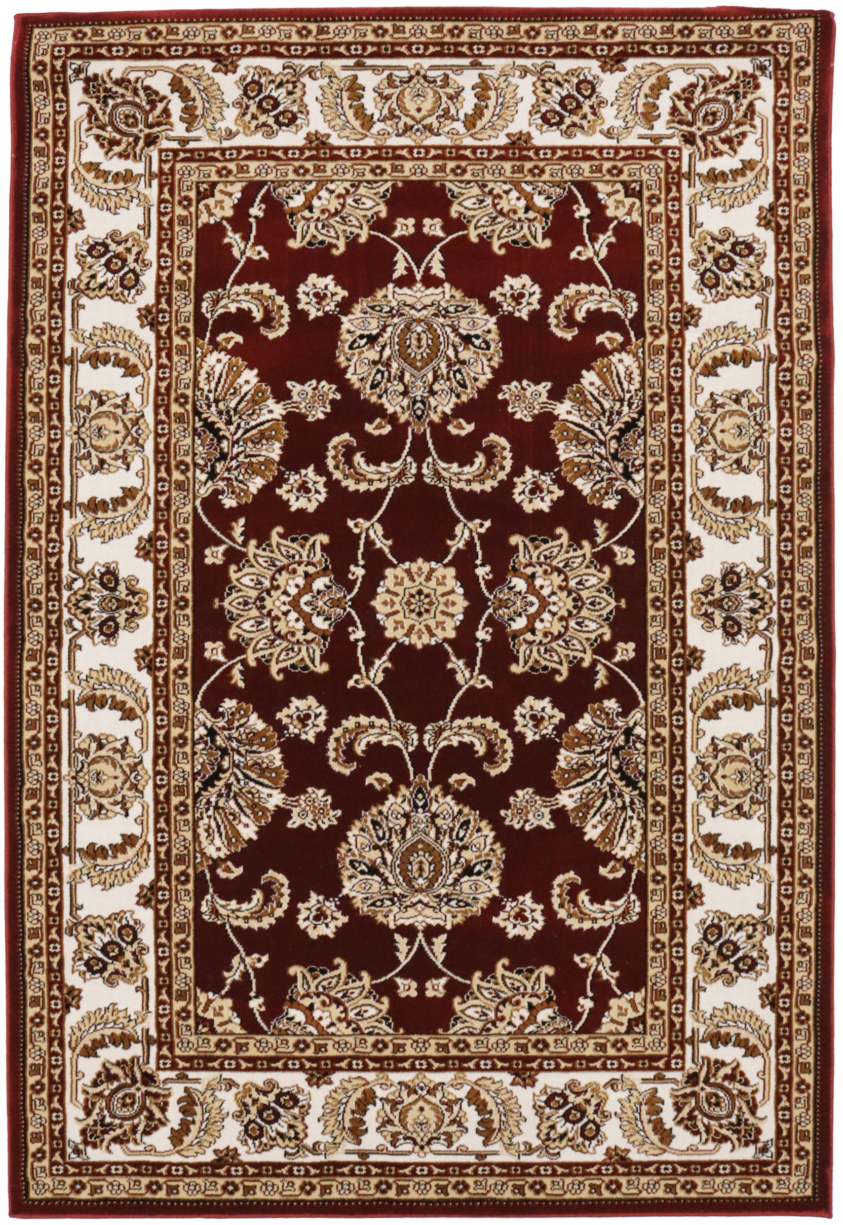 Red Floral Oriental Style 4X6 Machine-Made Rug