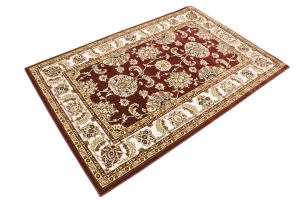Red Floral Oriental Style 4X6 Machine-Made Rug