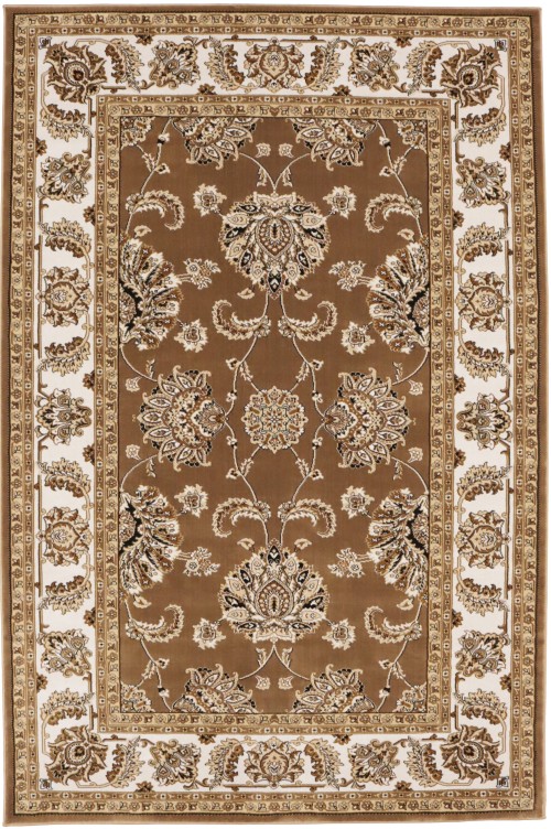 Brown Floral Oriental Style 5X8 Machine-Made Rug