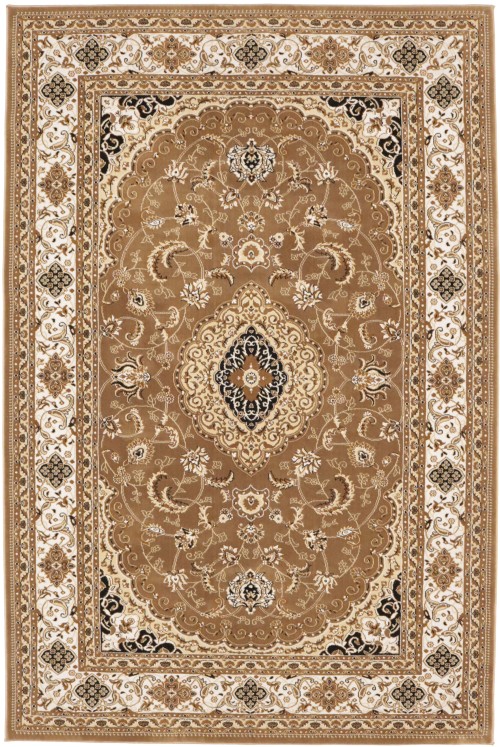 Brown Floral Oriental Style 5X8 Machine-Made Rug