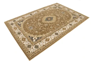 Brown Floral Oriental Style 5X8 Machine-Made Rug