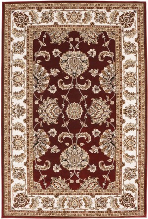 Red Floral Oriental Style 5X8 Machine-Made Rug