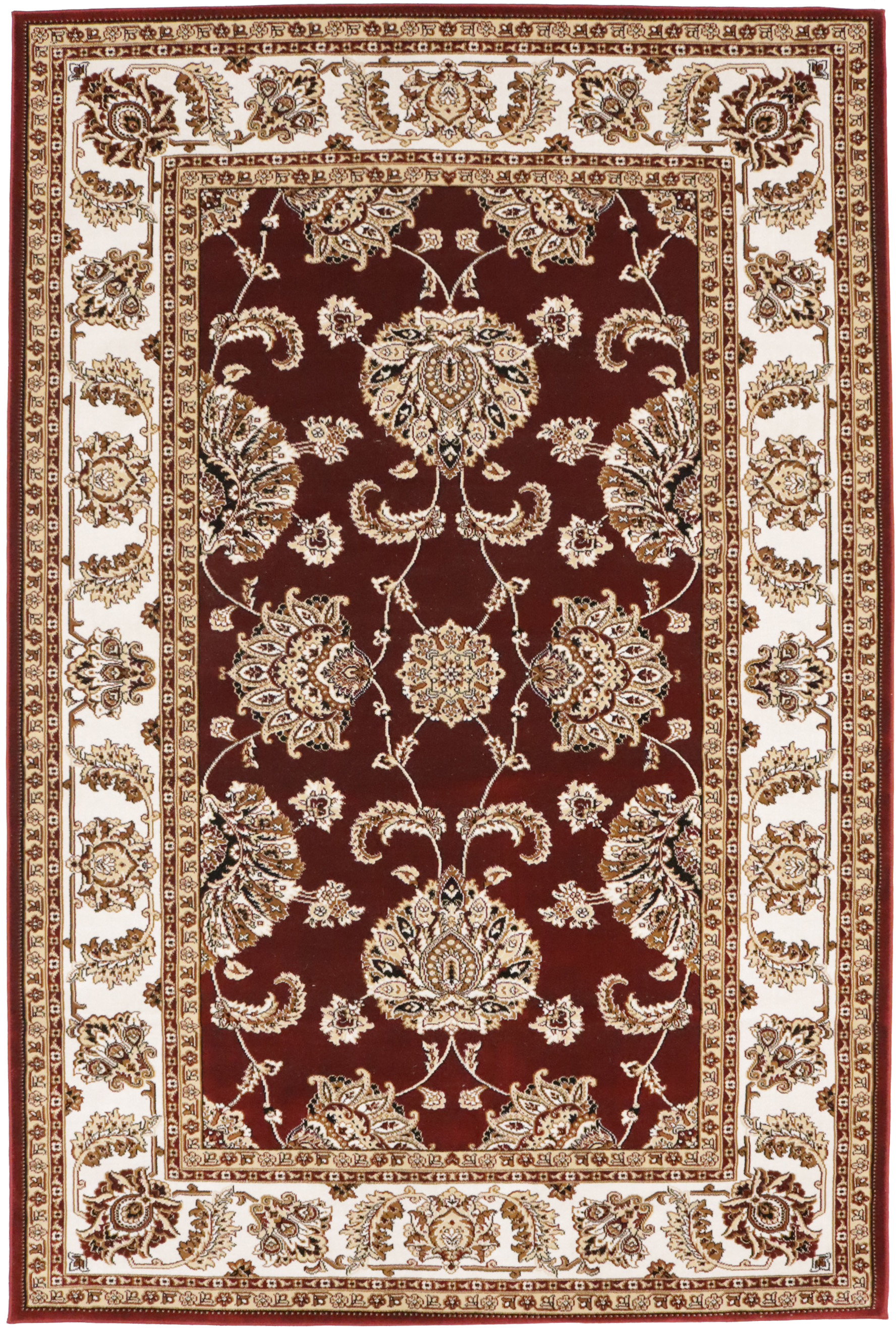 Red Floral Oriental Style 5X8 Machine-Made Rug