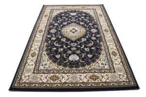Navy Floral Oriental Style 5X8 Machine-Made Rug