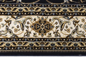 Navy Floral Oriental Style 5X8 Machine-Made Rug