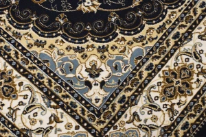 Navy Floral Oriental Style 5X8 Machine-Made Rug
