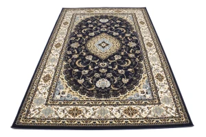 Navy Floral Oriental Style 5X8 Machine-Made Rug