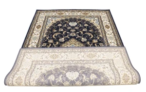 Navy Floral Oriental Style 5X8 Machine-Made Rug